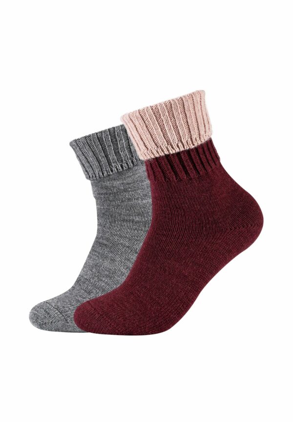 CAMANO Socken mit Wollanteil für Damen 2er Pack oxblood red