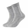 CAMANO Socken cosy cable stitch 2er Pack light grey melange
