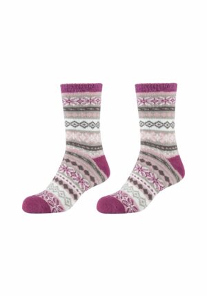 CAMANO Socken Cosy Double Layer Winter 2er Pack damson