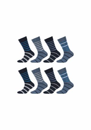 CAMANO Kinder Socken ca-soft gestreift 8er Pack blue