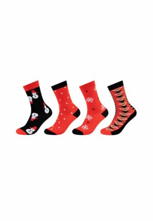 Fun Socks Socken organic cotton Christmas in Box 4er Pack mars red