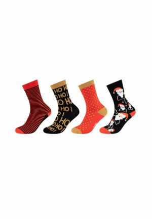 Fun Socks Socken organic cotton Christmas in Box 4er Pack chinese red