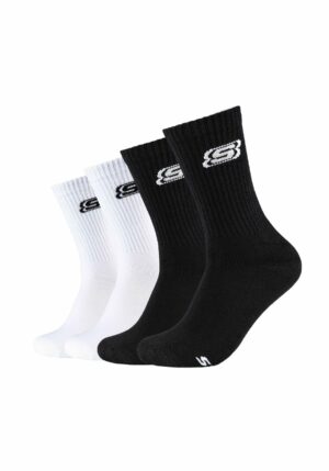 Skechers Tennis Socken Cushioned 4er Pack white/black