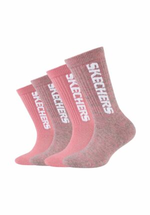 Skechers Kinder Tennis-Socken Cushioned 4er Pack flamingo mouliné